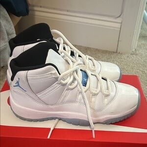 Jordan White and Black Sneakers with Blue Accents